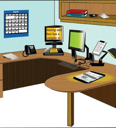 office desk worksite for low vision users